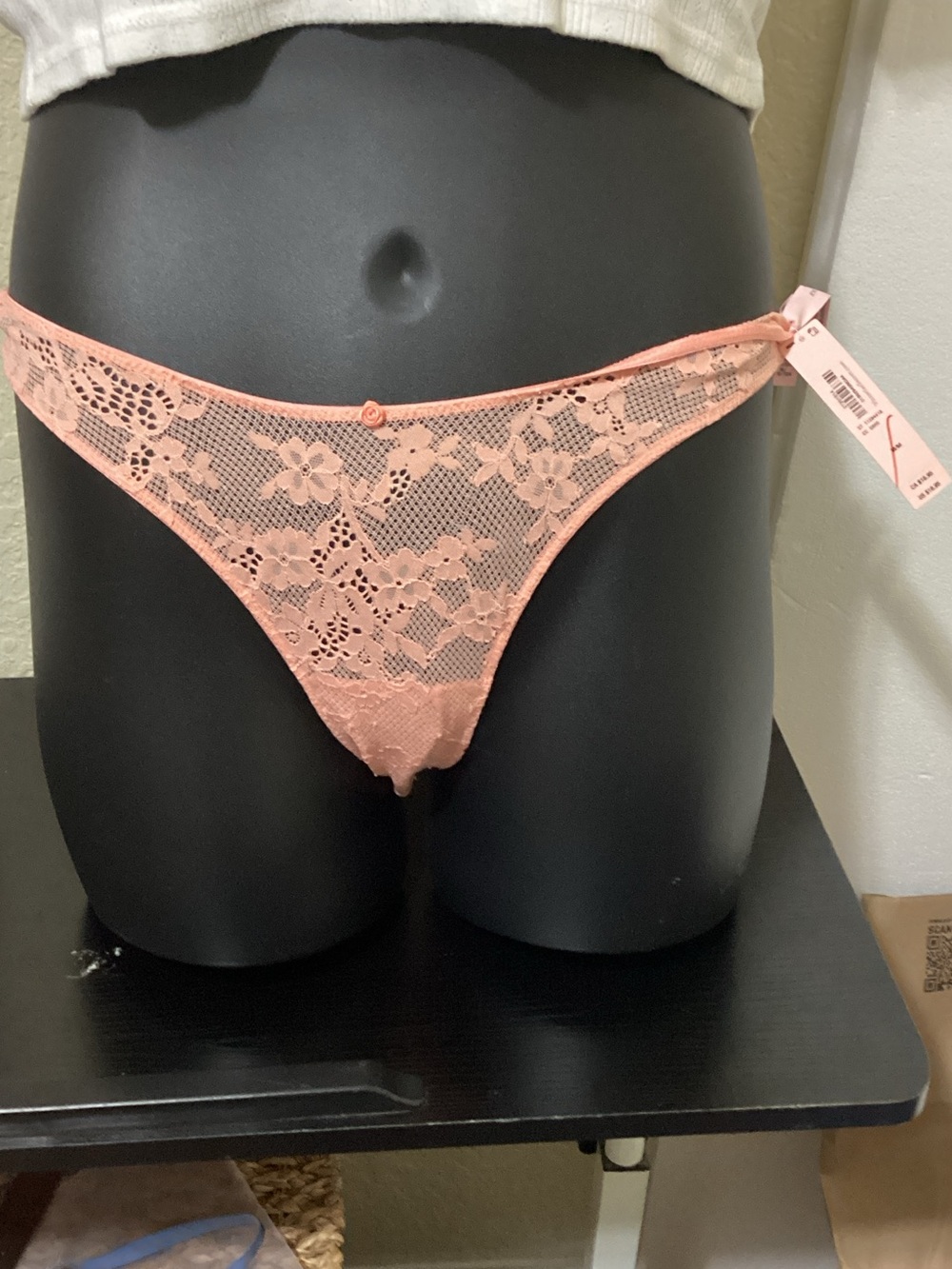Victoria's Secret Pink Coral Floral Lace Thong